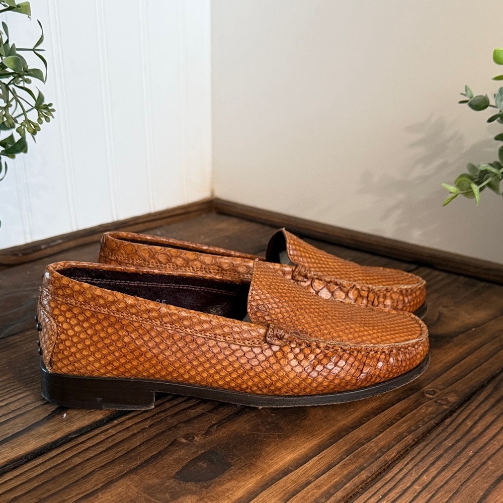 Tod's Snakeskin Tan Leather Loafers